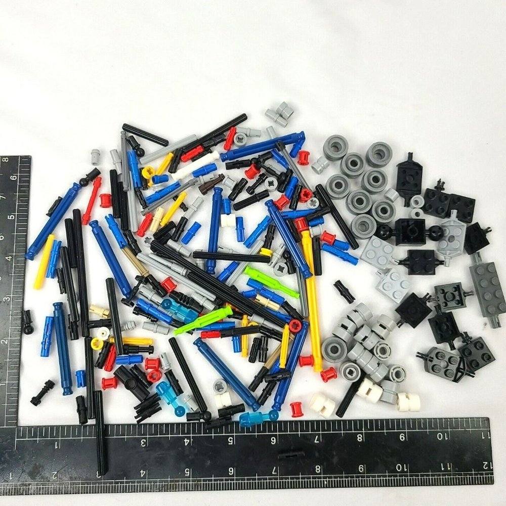 Mixed Lot (3oz) Lego & Compatible Pegs Pins Connectors Axles Plates Wheels